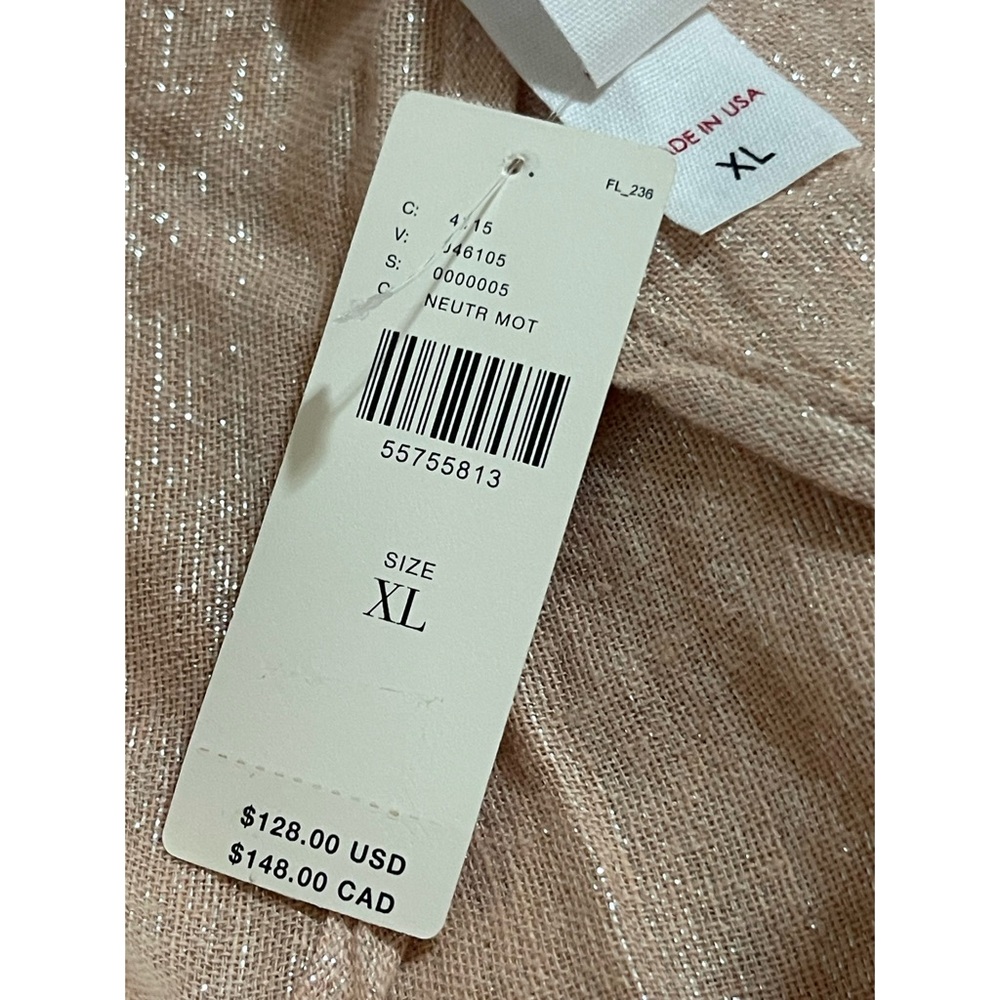Anthropologie Amadi Kaye Linen Oversized Metallic Blazer Blush NWT Size XL - Picture 8 of 11